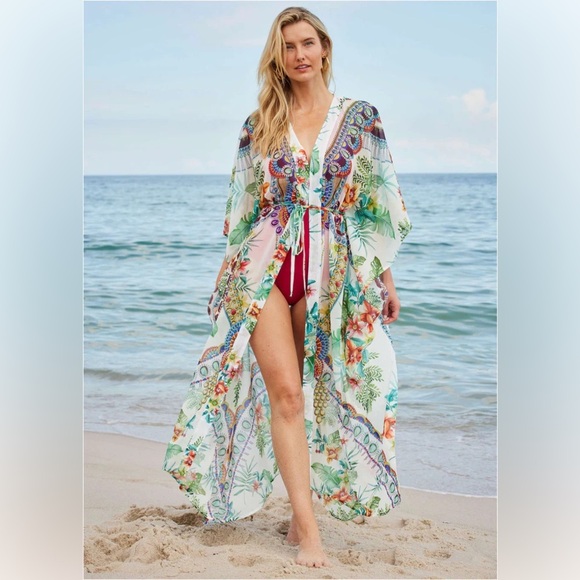 Front Tie Kimono Cover-Up - Picture 2 of 4